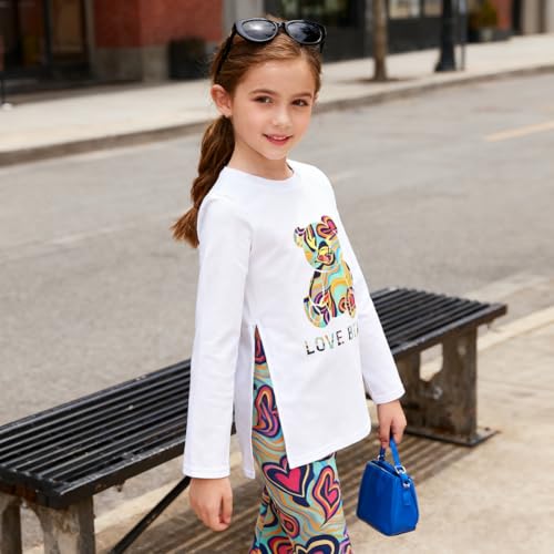 Image of Tween Girl's Letter Print Top + Jogger Pants 2 Piece Outfit Set Kids Clothing, Sizes 6-14 Years