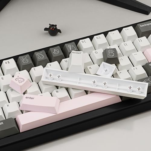 Teclas PBT para teclado mecánico Cherry MX de 130 teclas sublimadas en blanco y negro 7