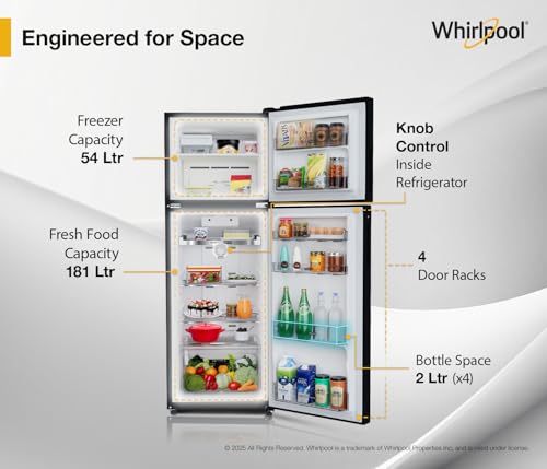 Image of Whirlpool 235 L 2 Star Frost-free inverter Double Door Refrigerator (NEO SP278 PRM LUNAR BLACK(2S)-Y, 2026 Model)