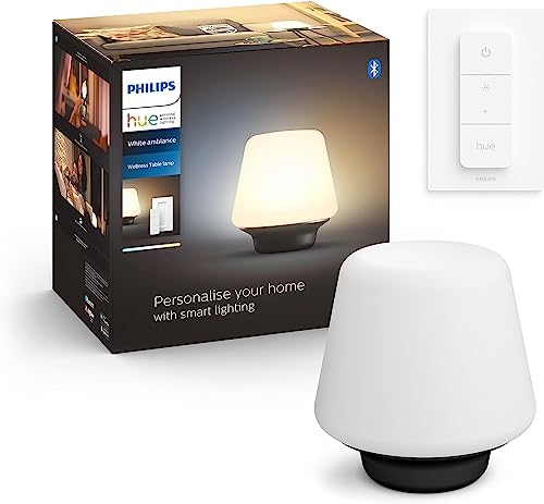 Philips Hue – Lámpara inteligente, Hue Wellness, Lámpara de Mesa LED Inteligente, Luz Blanca de cálida a fría, Compatible con Alexa y Google Home, Color Negro