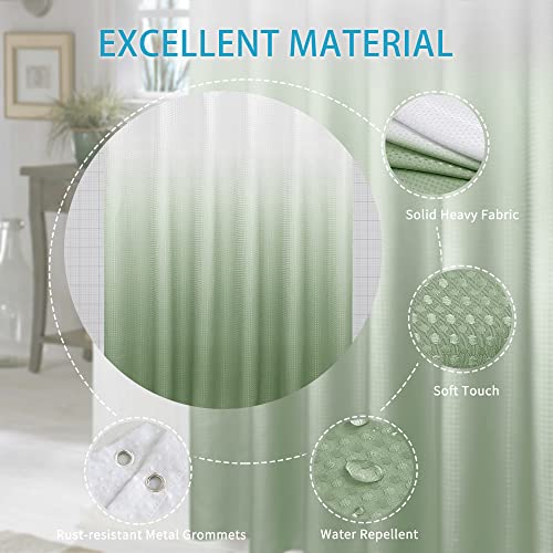 Sage Green Textured Fabric Shower Curtain Set, Polyester Ombre Shower Curtains For Bathroom, Waterproof Shower Curtain With 12 Hooks,Machine Washable (72 X 72 Inch, Sage Green) #TOP6