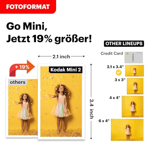 Kodak Mini Shot 2 Retro 4PASS Sofortbildkamera und Tragbarer Fotodrucker 2-in-1, 5,3×8,6 Centimeter Sofortdrucke, 38-Blatt-Bundle, Weiß