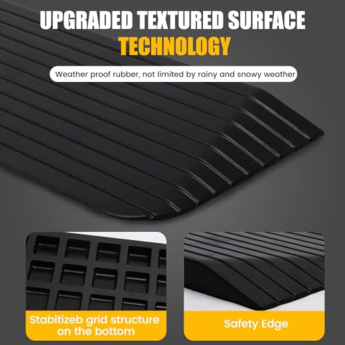 MAGIC UNION 1-1/2" Rise Solid Rubber Power Wheelchair Threshold Ramp Doorway