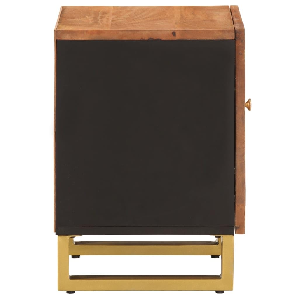 Lot de 2 tables de chevet en bois massif de mangue, marron et noir