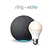 All-new Echo (4th Gen) - Charcoal - bundle with Ring A19 Smart LED Bulb, White