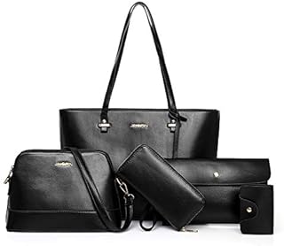 Handbag Set for Women 5 Pack Tote Purse Handbags Set PU Leather Satchel Bag