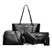 Produktbild AlwaySky Handtaschen-Set für Damen 5er Pack Tote Geldbörse Handtaschen Set PU-Leder Schulranzen Umhängetasche Brieftasche Kartenhalter Taschenset, Schwarz