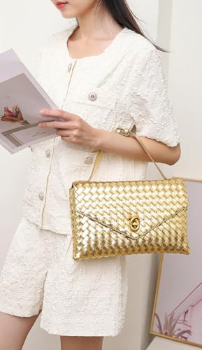 Image of Woven Bags for Women Clutch Bag Cross Body Bag Trendy Totes Hobo Purse Summer Shoulder Bag Handbag for Work Party