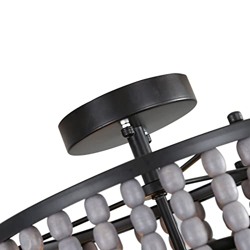 Beiseyu Wood Beaded Chandelier,Boho Ceiling Lights,Farmhouse Caged Chandelier Light Fixture For Bedroom Living Room Hallway Foyer(3 Light,E26 Base) #TOP7