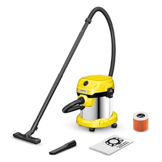 Kärcher Wet and Dry Vacuum Cleaner WD 2 Plus Steel, Blowing function, Power: 1000 w, steel container: 15 L, suction hose: 1.8m, incl. cartridge filter, floor & crevice nozzle, steel.