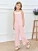 Haloumoning Girls Wide Leg Jumpsuit Kids Casual Sleeveless Romper Spaghetti Strap Overalls with Pockets and Side Slit