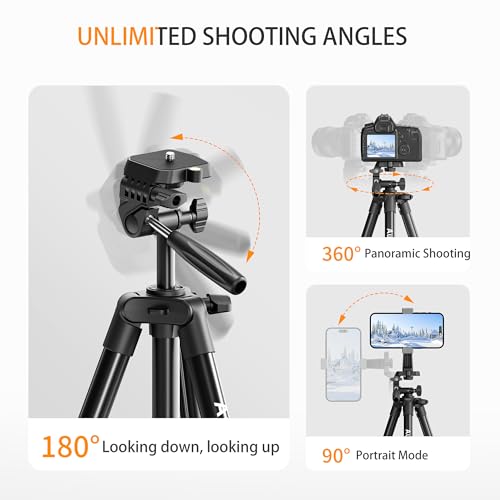 image for Auleda 71″ Camera Tripod Aluminum Tall Tripod Stand Compatible with 