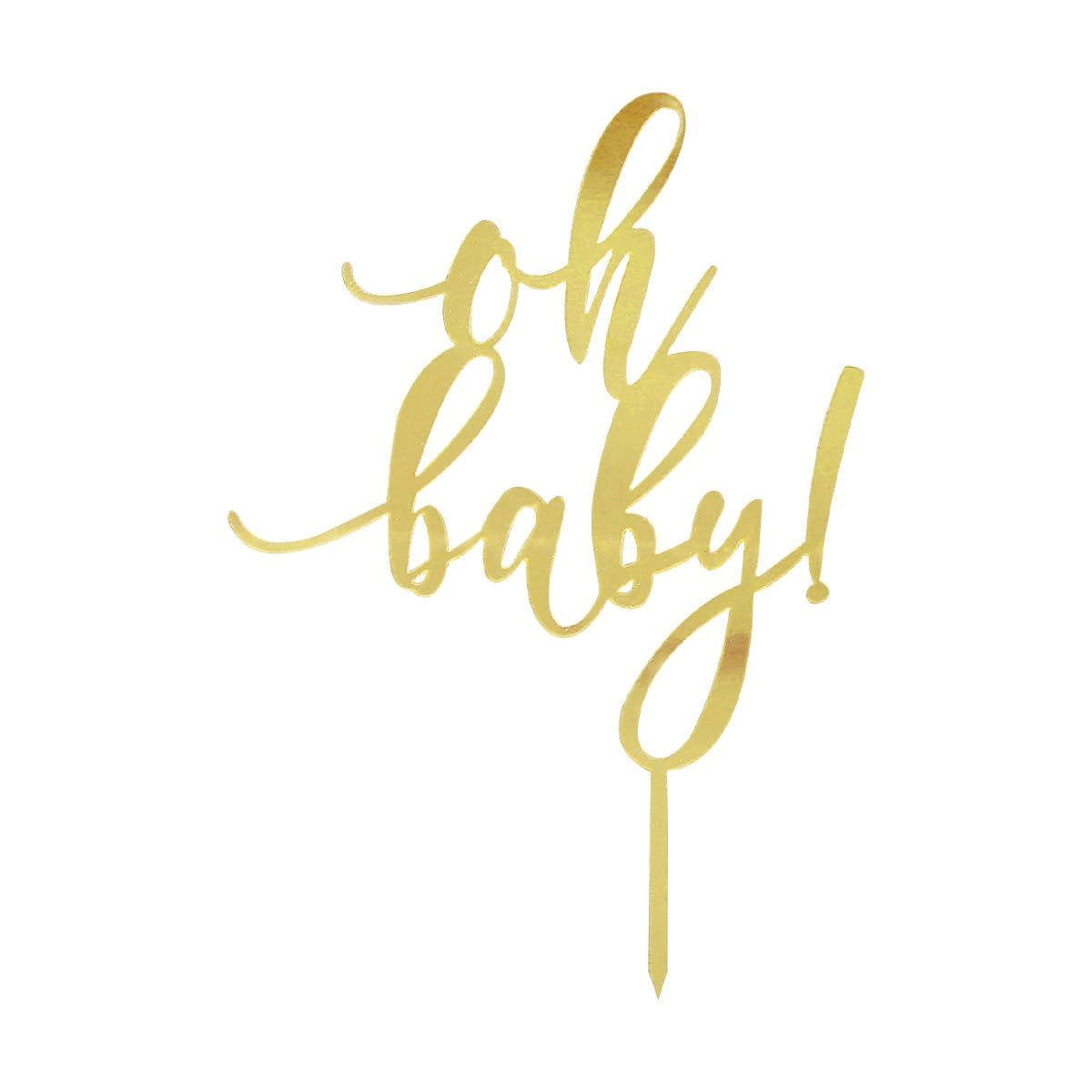 Gold Oh Baby Cake Topper - Acrylic Happy Birthday, Baby Shower Cake Decoration for Anniversaries (Gold)