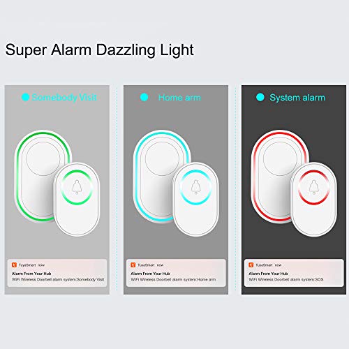 Cigooxm Tuya Alarm Host com campainha sem fio WIFI Kit de campainha com função 2 PCS Campainha ao ar
