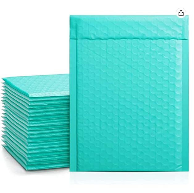 25 Pack 6x9 Inch, Poly Bubble Mailers,Padded Envelopes Self-Seal Shipping Bags for Shipping, Mailing, Packaging for Business, Bulk-Mint Green