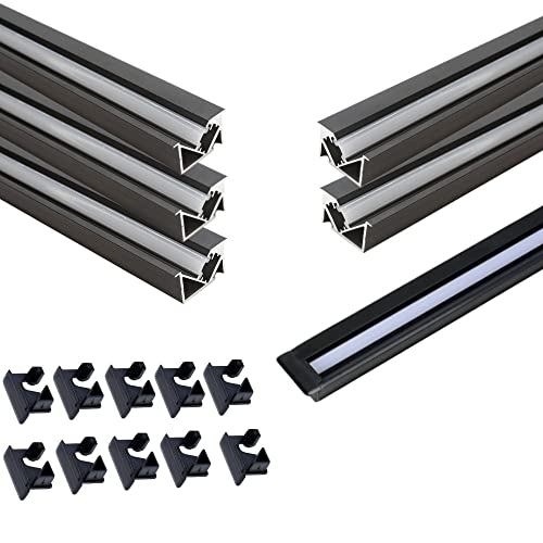 KSDLMPA 6 Pack 3.3ft/1M Under Cabinet Light, Invisible Recessed YW-Shape LED Aluminum Channel System with Milky Cover& End Caps, Suitable for 6mm LED Strip Light Installations