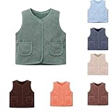 Teddy Fleece Weste Kinder Ärmellos Teddyfleece Weste mit Reißverschluss Und Taschen Fleecejacke Winter Warmen Teddyweste Leicht Kurz Plüschweste Outdoor Winterjacke Kinder Übergangsjacke