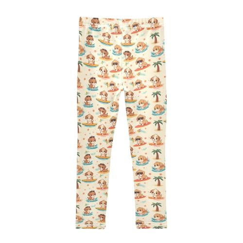 Surfboard Dog Pattern Girls Leggings Kids Yoga Pants Athletic Tights Pants 4-10 Years2