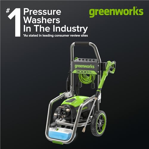 Greenworks Pro Brushless 3000 PSI (CSA Certified) 2.0 GPM Max / 1.1 GPM Electric Pressure Washer (Foldable Handles, Rugged Steel Frame, 25 FT Hose, 35 FT GFCI Power Cord)