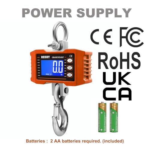 reshy digital crane scale 2200lb1000kg digital hanging scale industrial heavy duty crane scale for farmdeerlivestockfactoryconstructionhunting ce certified