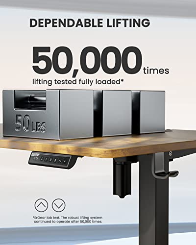 Ergear Height Adjustable Electric Standing Desk, 48 X 24 Inches Sit Stand Up Desk, Memory Computer Home Office Desk (Vintage Brown) #TOP6