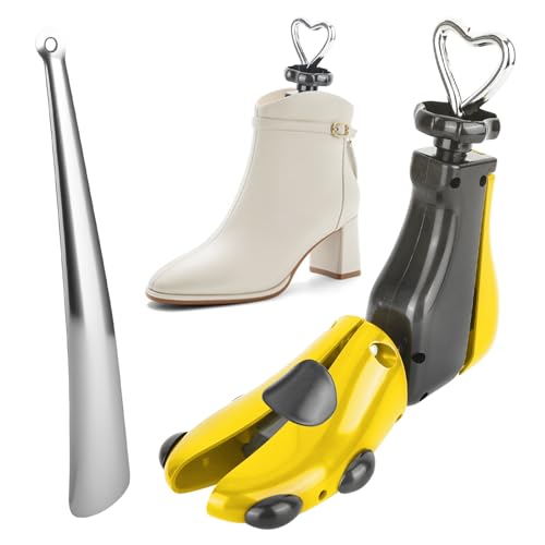XTDMJ Shoe Stretchers for Women Men, Shoe Stretcher Boot Stretcher Women, Shoe Tree Adjustable Unisex Shoe Stretcher Wide Feet, Yellow