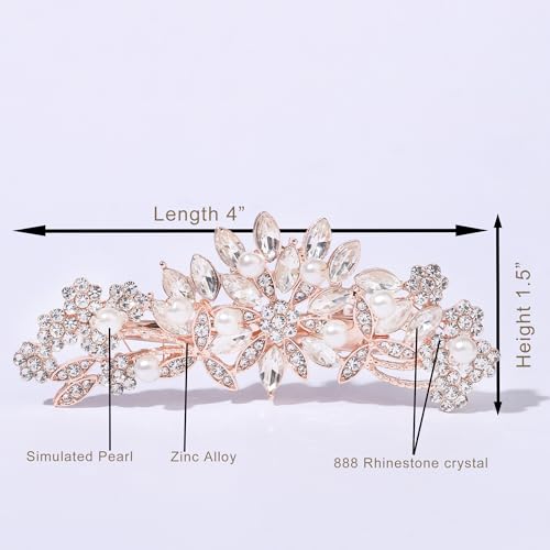 Pinza para cabello con cristales y perlas color dorado rosa miniatura 6