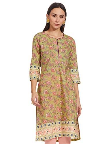 Image of Rangriti Womens Round Neck Printed Kurta
