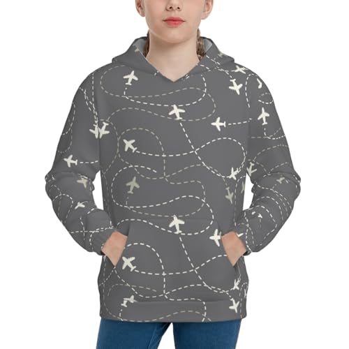 Airplane Routes Around The World Kid Hoodies Boys Sweatshirts Girls Pullover with Pocket
