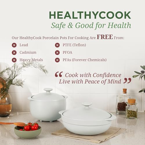Image of Minh Long 3.17 qt Porcelain Clay Pot for Cooking, Casserole Dish with Lid, Clay Pots for Cooking, Dutch Ovens for Stew, Soup, Steam, Oven & Microwave Safe, Heat Resistant (Vesta, 3.17 qt - Grey)