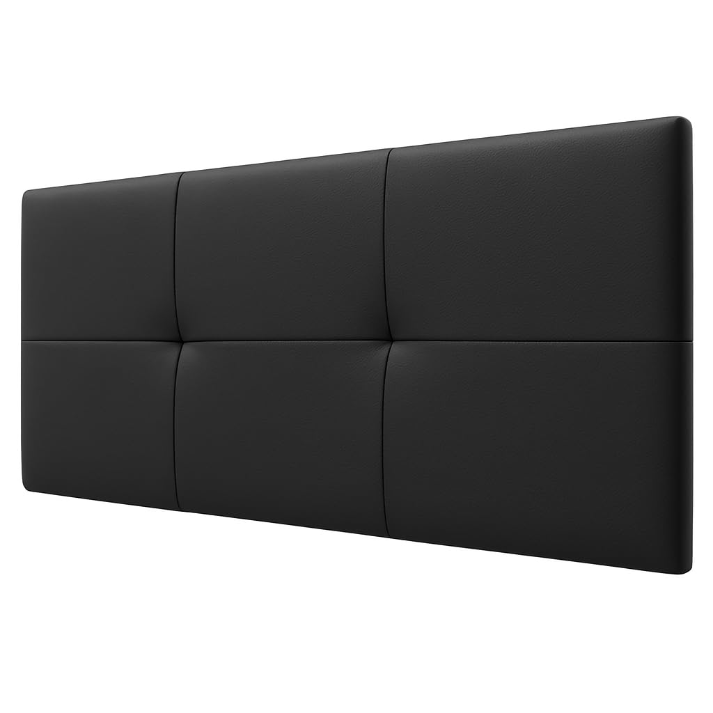 HOME DESIGN & CONFORT®️ Cabeceros de Cama en Polipiel de Fácil Montaje y Fácil Limpieza en Varias Medidas y Colores a Seleccionar (Negro, 160 x 50cm) Apto para Camas de 80/90/105/115/120/150/160 ctms