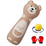 Inflatable Punching Bag for Kids, Cute Cartoon Bear Toddler Punching Bag with 1 Pair Boxing Gloves and Air Pump, Stress Relief Boxing Toy, 47.2 Inch Inflatable for Kids