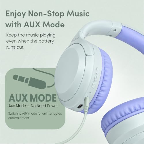 Image of PunnkFunnk BeatXtra Lite Premium Wireless Bluetooth Headphones V5.3, Over Ear Stereo Headset with Built-in Microphone, 40mm Drivers, AUX Mode, Comfortable Cushions, Up to 250 Hours Standby (Blue)