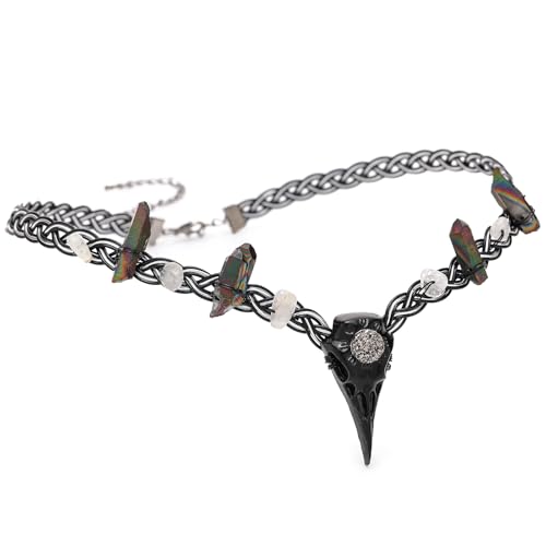 RavenCrystal Gothic Black Raven Skull Crown Viking Medieval Headpiece by CoTeeZa - Used condition - CA$15.89