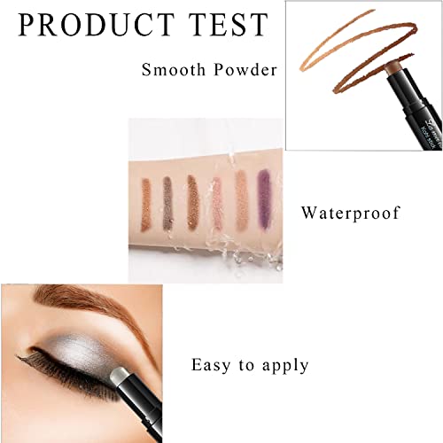 Yeweian 10 Colors Cream Glitter Eyeshadow Stick Set, Double Head Brown Yellow Pink White Eyeshadow Metallic Shimmer Crayon, Silver Eye Brightener Stick, Soft Smooth Colorful Eyeshadow Makeup Waterproof Long Lasting #TOP3