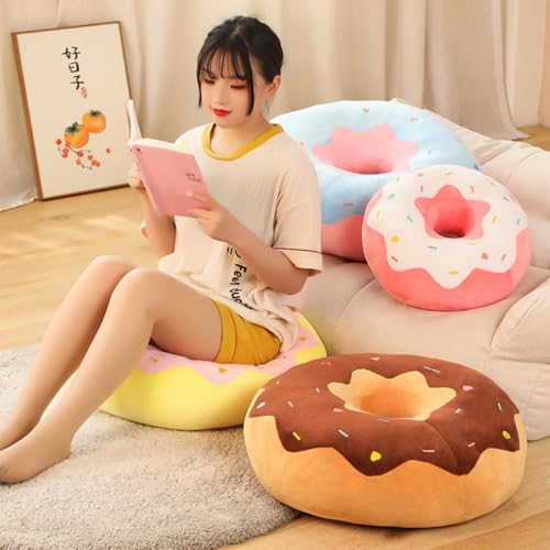 AQCQDQ Donut Plüschtier, Donut Plüschkissen, Süßes Rundes Dekokissen für Sofa, Bett, Stuhl, Wohnzimmer, Schlafzimmer (38cm, Braun)
