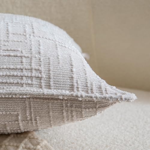 Image of MADIZZ Pack of 2 Chenille Throw Pillow Covers 24x24 Inch Light Grey Soft Neutral Decorative Throw Pillows for Couch Sofa Boho Accent Cushion Covers Modern Farmhouse Home Decor for Bedroom Living Room