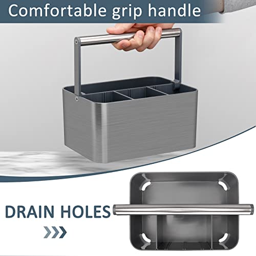 BYUNER Portable Shower Caddy Dorm: Compact Bathroom Caddy Organizer with Handle & Adjustable Dividers, Hard Plastic Shower Basket Storage Tote for Toiletry, College Dorm Room Essentials for Men Gray by BYUNER - Used condition - Image 3