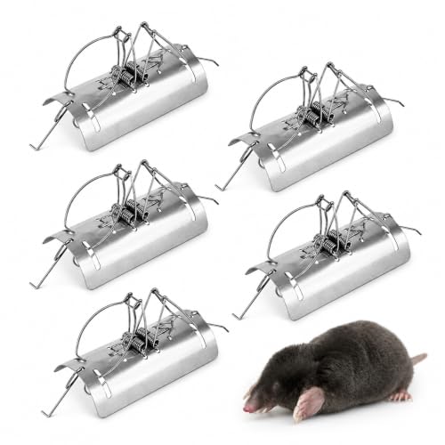 Noctra Tunnel Mole Trap (5 Pack) - Rust-Resistant Metal Construction, Instant Kill Design