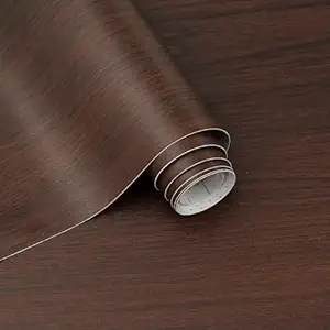 ZANIC Kitchen Wall Stickers Wood Wallpaper DIY PVC Shelf Liner, Furniture, Almirah, Table Top, Wardrobe, Kitchen Cupboard Decal (45 x 1200 CM, Mahogany Brown)