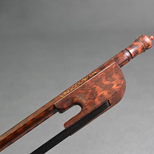 Snakewood Baroque Violin Bow Full 4/4 Size VINGOBOW Snake Wood Straight Stick Light Weight Easier Control 69 cm Approx. 58g Well Flexible Black Horse Hair Powerful and Wild Tone