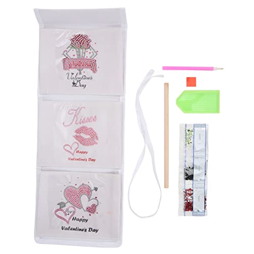 Hanging Storage Bag 3 Pockets Handwork Rhinestone Fabric Washable Folding Organiser for Bedroom Bathroom Office