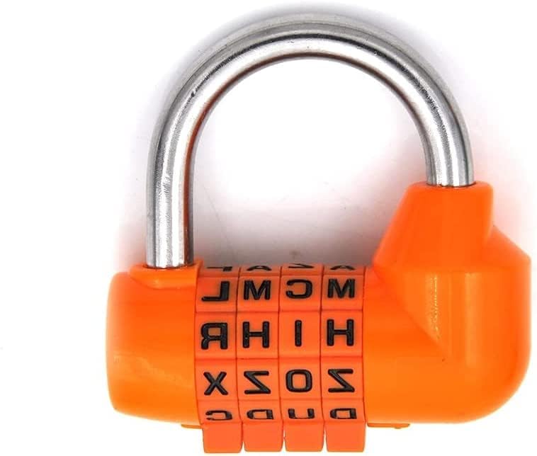 Code Padlock, Padlock, Combination Locker Padlock School Lock Pad Coded 4 Dial Digit Letter Combination Travel Code Diary Password Pad Luggage(Orange)