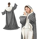 COZYTY Wearable Heated Blanket with Sleeves, Heated Throw Blanket with Foot Pocket, 6 Heating Levels & 1-4H Auto Shut-Off, Machine Washable, Housewarming, 50 * 70'+16', Dark Gray