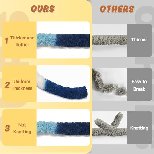 Image of Inhand Chunky Chenille Yarn for Hand Knitting, Thick Bulky Blanket Yarn for Crocheting, Soft Fluffy Yarn for Crochet Gifts & Crafts for Women /Beginners, 8 Pack (29.5 yds /8.4 oz Each), Blue Variegated