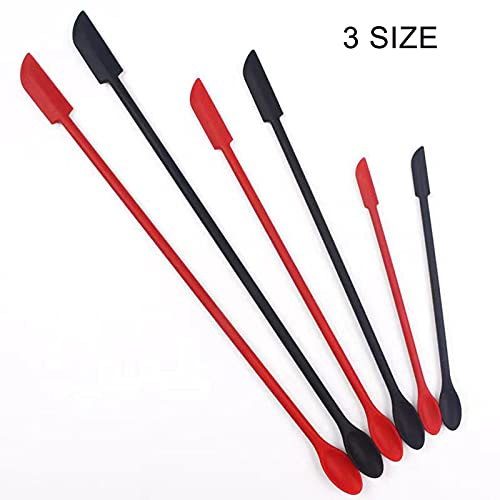 4 Pieces Mini Silicone Spatula Set, Small Rubber Spatula For Makeup, Thin Jar Scraper For Kitchen(4, Black) #TOP2