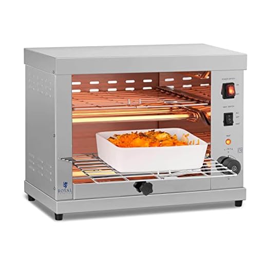 Royal Catering RCET-360 Horno Tostador Hornillo eléctrico Salamandra Cocina (3.250 W, 230 V, 50-300°C, Temporizador 15 min, acero inoxidable)