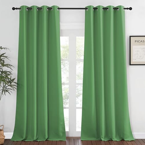 NICETOWN Bedroom Curtain Room Darkening Drapery 102 inches Length - Home Fashion Thermal Insulated Grommet Room Darkening Curtain for Living Room (Froest Green, 1 Panel, 52 x 102 inches)