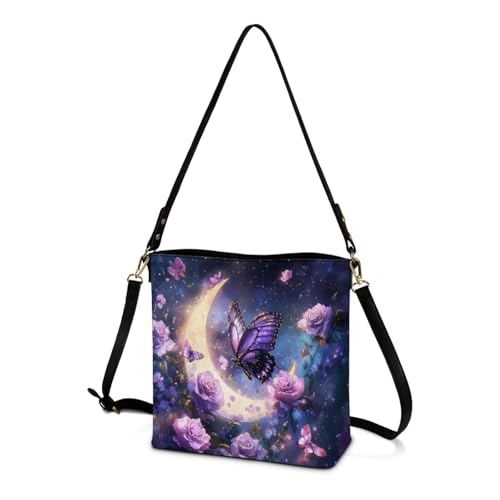 Image of HUGS IDEA Boho Bags for Women Leather Handbag Shoulder Bucket Crossbody Purse