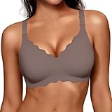 Vertvie Jelly Bras for Women No Underwire Wireless Push Up Bra Full Coverage Bralettes Seamless Comfort Everyday Sports Bra(Grey,Small)